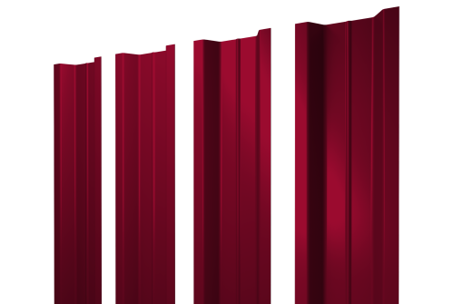 Штакетник П-образный В с прямым резом 0,45 PE RAL 3003 рубиново-красный