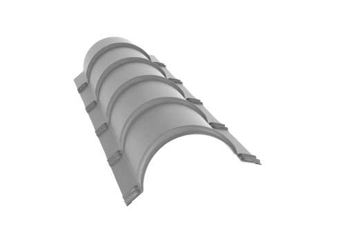 Планка конька полукруглого 0,45 PE с пленкой RAL 9006 бело-алюминиевый (1,97м)