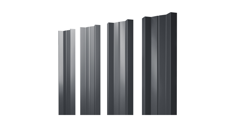 Штакетник М-образный А с прямым резом 0.5 Drap TX RAL 7024 мокрый асфальт