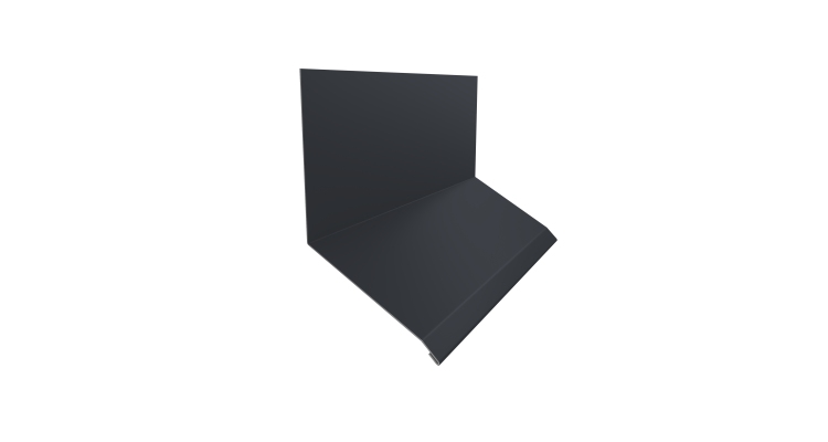 Планка примыкание верхнее к стене фальц 150х130х20 0,5 Satin с пленкой RAL 7024 мокрый асфальт (2м)