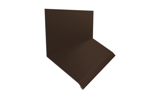 Планка примыкание верхнее к стене фальц 150х130х20 0,5 Satin с пленкой RAL 8017 шоколад (2м)